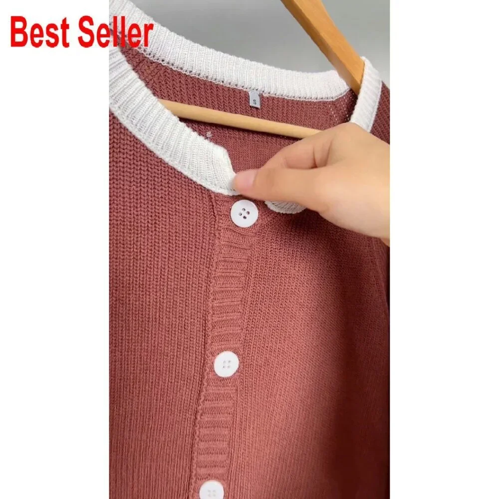 Cropped Cardigan Sweater Button-Up Long Sleeve Knitted Jacket Chic Y2K
